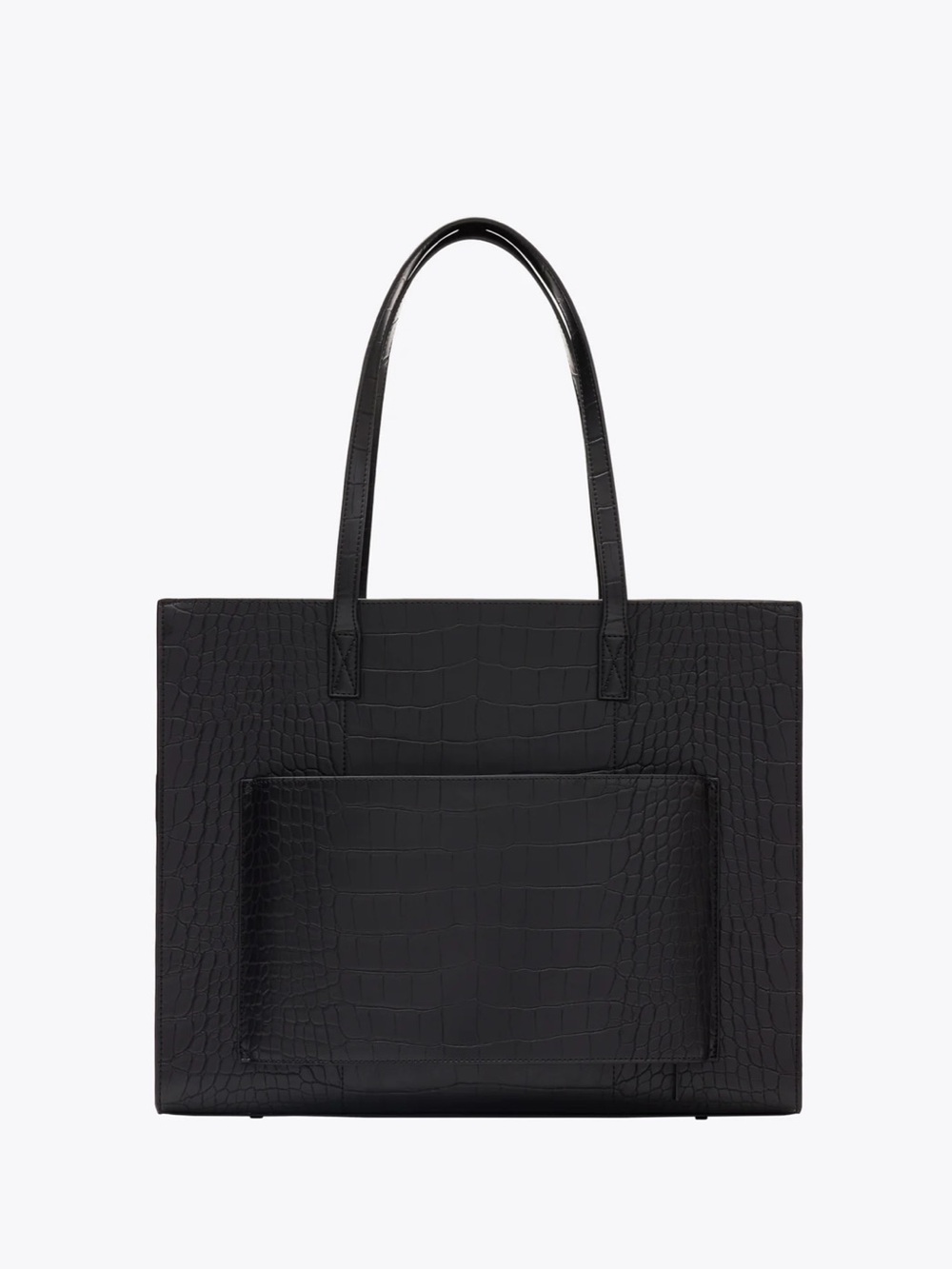 Women’s Black Croc-Embossed Tote with Shoulder Strap - Picture 3 of 5